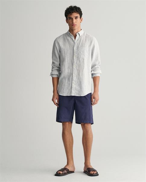 Regular Fit Leinen Hemd mit Streifen white