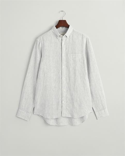 Regular Fit Leinen Hemd mit Streifen white