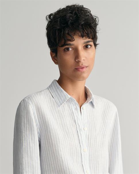 Regular Fit Leinenhemd mit Streifen light blue