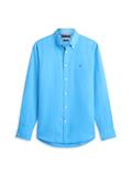 Regular Fit Linen Blend Button-Down Shirt blue spell