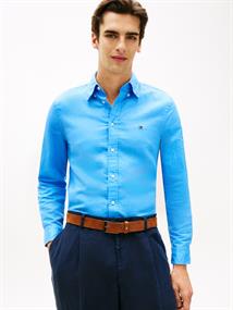 Regular Fit Linen Blend Button-Down Shirt blue spell
