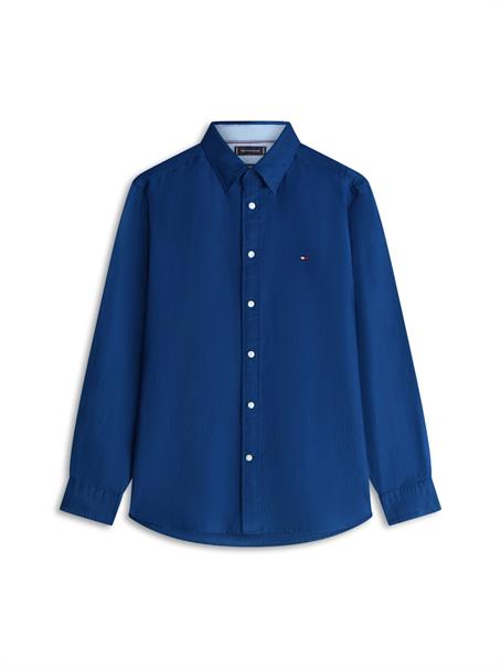 Regular Fit Linen Blend Button-Down Shirt carbon navy