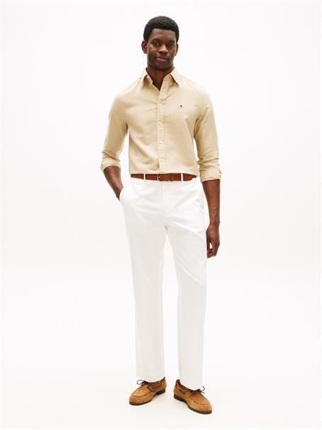 Regular Fit Linen Blend Button-Down Shirt sandalwood