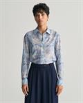 Regular Fit Magnolia Print Baumwoll Seiden Bluse dove blue