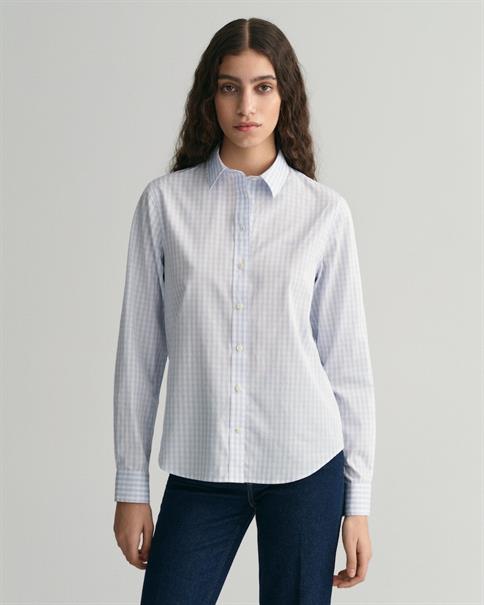 Regular Fit Popeline Bluse mit Vichy-Karo light blue