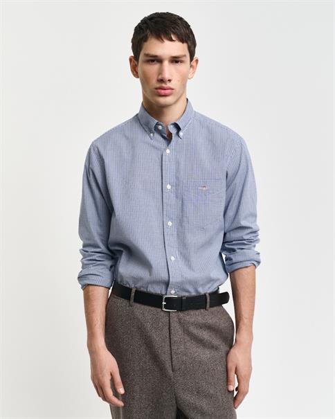 Regular Fit Popeline Hemd mit Vichy-Minikaro college blue