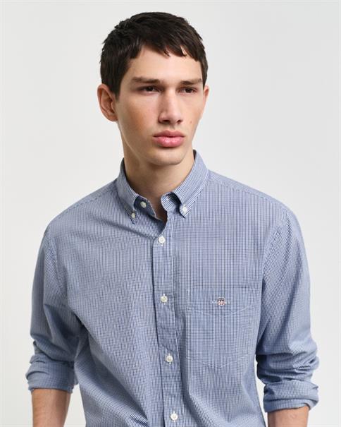 Regular Fit Popeline Hemd mit Vichy-Minikaro college blue