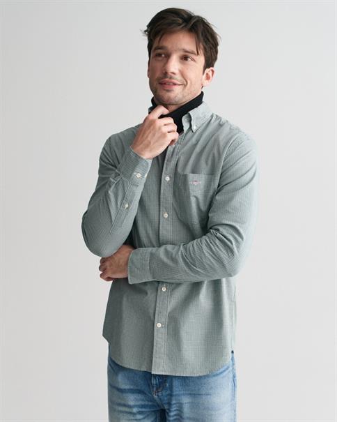 Regular Fit Popeline Hemd mit Vichy-Minikaro deep forest green