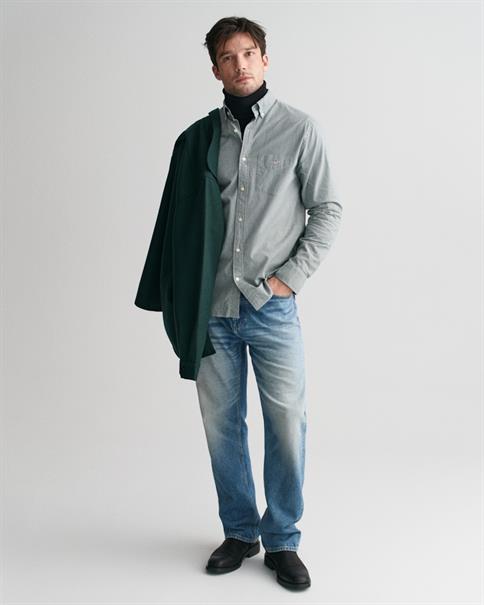 Regular Fit Popeline Hemd mit Vichy-Minikaro deep forest green