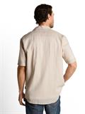 Regular Fit Resort Hemd mit Leinenanteil cashew beige stripe