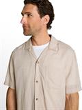 Regular Fit Resort Hemd mit Leinenanteil cashew beige stripe