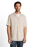 Regular Fit Resort Hemd mit Leinenanteil cashew beige stripe