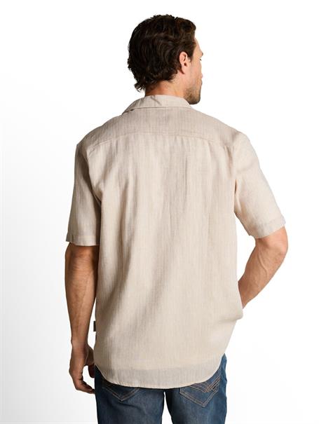 Regular Fit Resort Hemd mit Leinenanteil cashew beige stripe