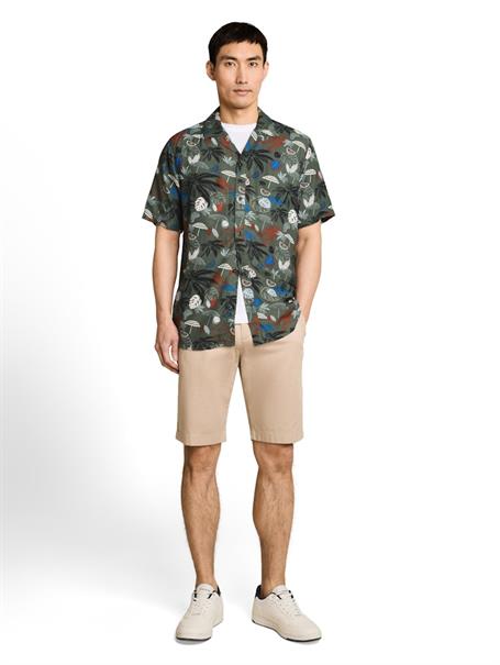 Regular Fit Resort Kurzarmhemd aus Viskose leaf green beach design