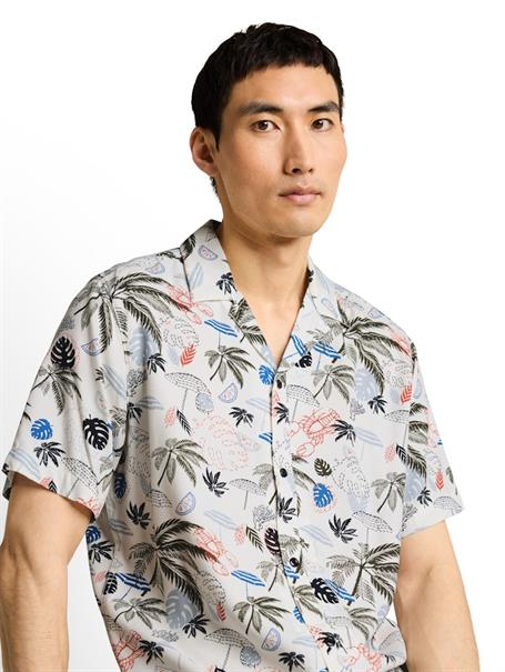 Regular Fit Resort Kurzarmhemd aus Viskose off white beach design