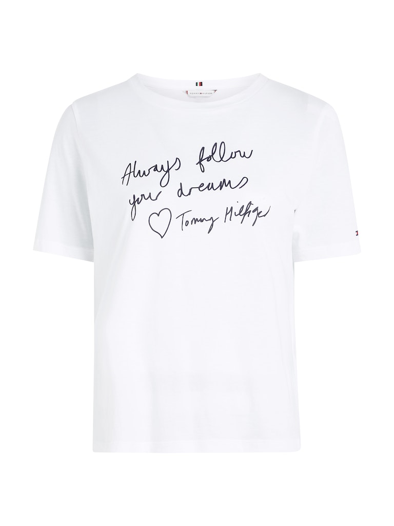 Tommy Hilfiger Damen T-Shirt Ww0ww35607 Weiß1 - print shirts