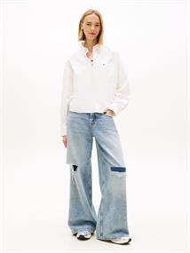 Relaxed Fit Cropped Poplin Shirt ecru