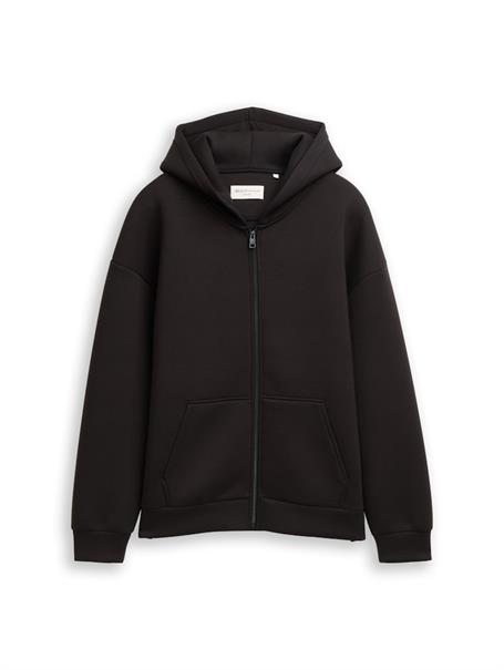 Relaxed Fit Hoodie Sweatjacke aus Scuba night watch black