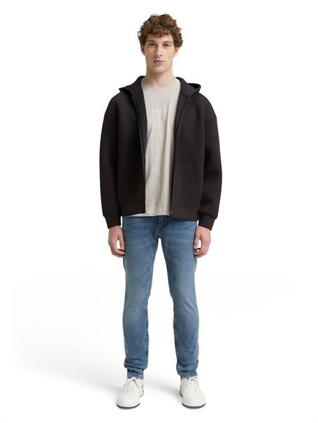 Relaxed Fit Hoodie Sweatjacke aus Scuba night watch black