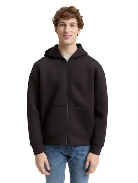 Relaxed Fit Hoodie Sweatjacke aus Scuba night watch black