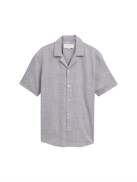 Relaxed Fit Kurzarmhemd aus Baumwolle pavement grey white structure