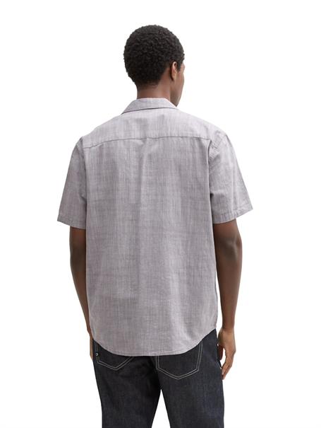 Relaxed Fit Kurzarmhemd aus Baumwolle pavement grey white structure