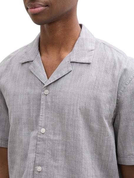 Relaxed Fit Kurzarmhemd aus Baumwolle pavement grey white structure