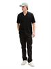 Relaxed Fit Kurzarmhemd mit Leinenanteil black
