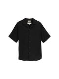 Relaxed Fit Kurzarmhemd mit Leinenanteil black