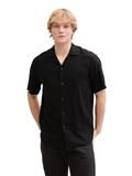 Relaxed Fit Kurzarmhemd mit Leinenanteil black