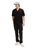 Relaxed Fit Kurzarmhemd mit Leinenanteil black
