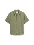 Relaxed Fit Kurzarmhemd mit Leinenanteil tree moss green