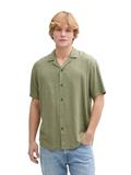 Relaxed Fit Kurzarmhemd mit Leinenanteil tree moss green