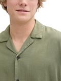 Relaxed Fit Kurzarmhemd mit Leinenanteil tree moss green
