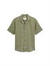 Relaxed Fit Kurzarmhemd mit Leinenanteil tree moss green