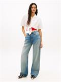 Relaxed Fit Linen Blend Tie Front Shirt ecru