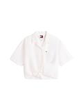 Relaxed Fit Linen Blend Tie Front Shirt ecru