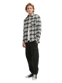 Relaxed Fit Overshirt Hemd mit Karo-Muster black white check