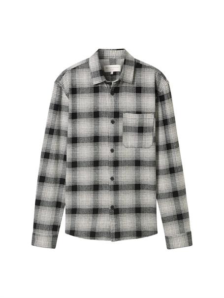 Relaxed Fit Overshirt Hemd mit Karo-Muster black white check
