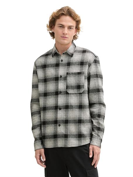 Relaxed Fit Overshirt Hemd mit Karo-Muster black white check