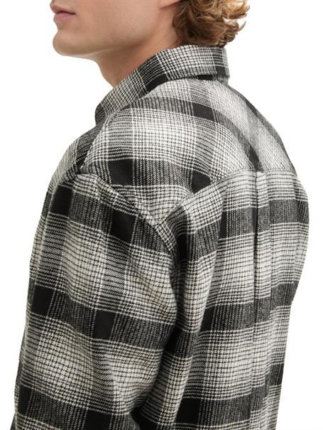 Relaxed Fit Overshirt Hemd mit Karo-Muster black white check