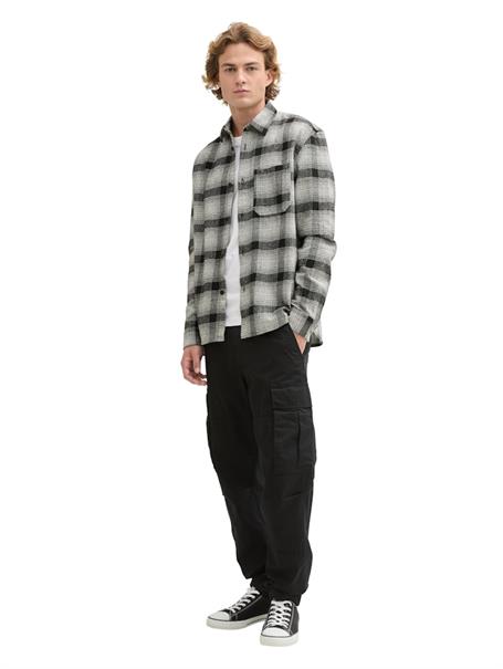 Relaxed Fit Overshirt Hemd mit Karo-Muster black white check