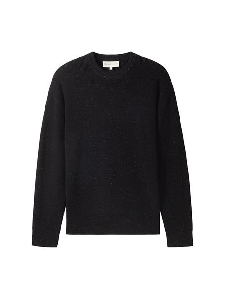 Relaxed Fit Pullover aus Baumwolle black multicolor neps