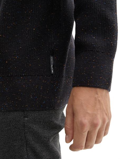 Relaxed Fit Pullover aus Baumwolle black multicolor neps