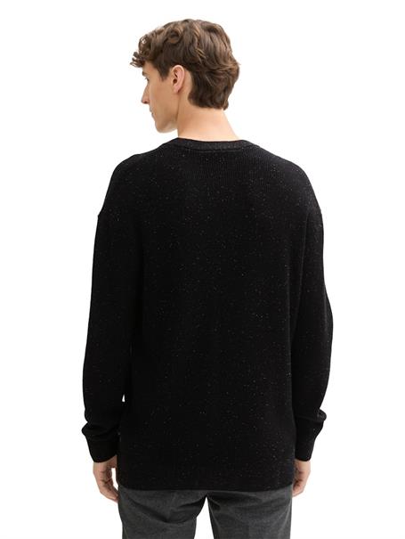 Relaxed Fit Pullover aus Baumwolle black multicolor neps