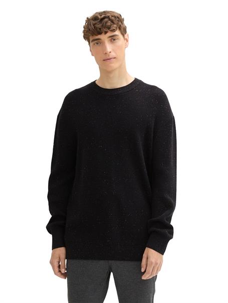 Relaxed Fit Pullover aus Baumwolle black multicolor neps