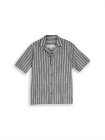 Relaxed Fit Resort Hemd mit Leinenanteil black greyish stripe