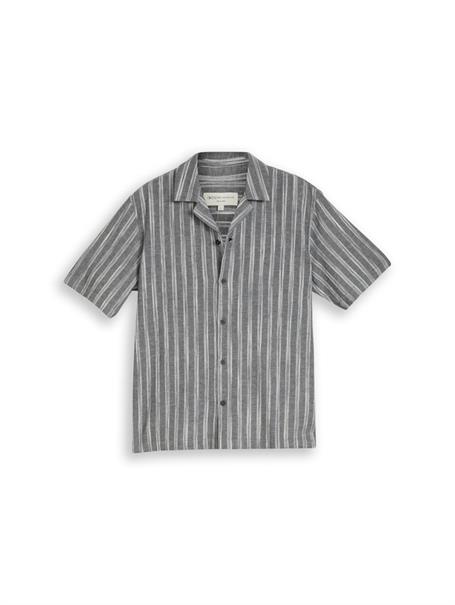 Relaxed Fit Resort Hemd mit Leinenanteil black greyish stripe