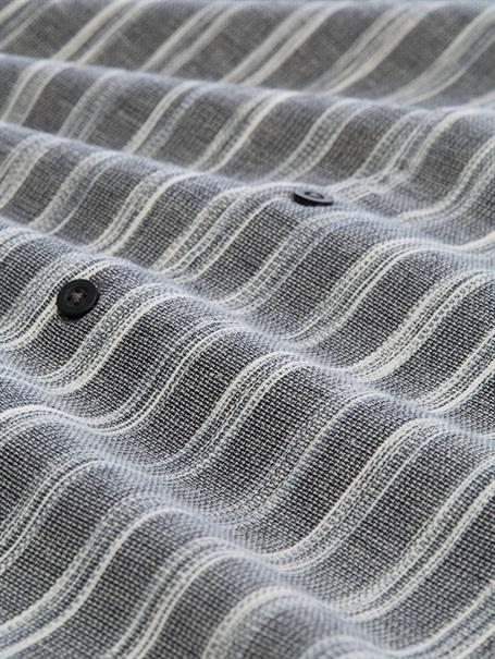 Relaxed Fit Resort Hemd mit Leinenanteil black greyish stripe