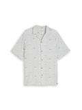 Relaxed Fit Resort Hemd mit Leinenanteil green white tropical print